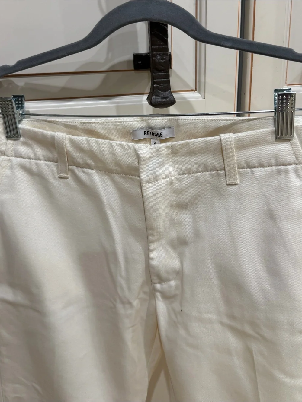 RE/DONE Mid-Rise Flared Trouser Ivory Jean (125) - Picture 6 of 9